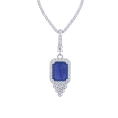Asfour Crystal Jewelry Set With Decorative Blue Emerald Design In 925 Sterling Silver-SD0101-B-7