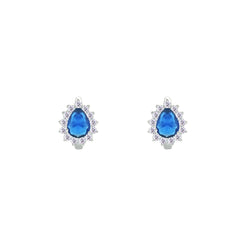 Asfour Crystal Jewelry Set With Blue Pear Design In 925 Sterling Silver-SD0103-B-7