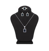 Asfour Crystal Jewelry Set With Black Emerald Design In 925 Sterling Silver-SD0105-P-8