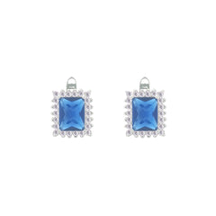 Asfour Crystal Jewelry Set With Blue Emerald Design In 925 Sterling Silver-SD0106-B-7