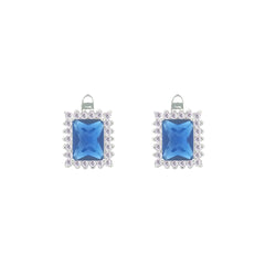 Asfour Crystal Jewelry Set With Blue Emerald Design In 925 Sterling Silver-SD0106-B-9