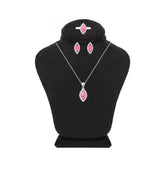 Asfour Crystal Jewelry Set With Dark Rose Marquise Design In 925 Sterling Silver-SD0119-O5-9