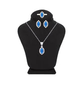 عصفور كريستال طقم فضة عيار 925 بتصميم ماركيز ازرق مرصع بفصوص الزركون - SD0120-B-9