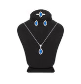 Asfour Crystal Jewelry Set With Blue Marquise Design In 925 Sterling Silver-SD0120-B-9
