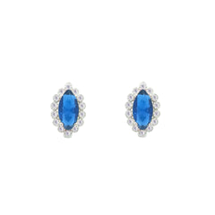 Asfour Crystal Jewelry Set With Blue Marquise Design In 925 Sterling Silver-SD0120-B-9