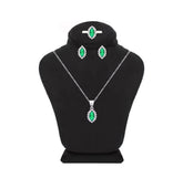 Asfour Crystal Jewelry Set With Emerald Marquise Design In 925 Sterling Silver-SD0120-G-8