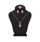 Asfour Crystal Jewelry Set With Dark Rose Marquise Design In 925 Sterling Silver-SD0120-O5-9