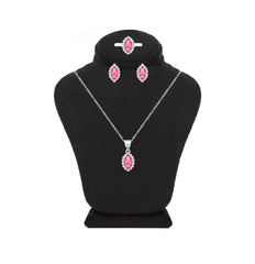 Asfour Crystal Jewelry Set With Dark Rose Marquise Design In 925 Sterling Silver-SD0120-O5-9