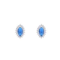 Asfour Crystal Jewelry Set With Blue Marquise Design In 925 Sterling Silver-SD0121-B-8