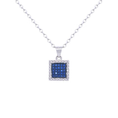 Asfour Crystal Jewelry Set With Blue Square Design In 925 Sterling Silver-SD0122-B