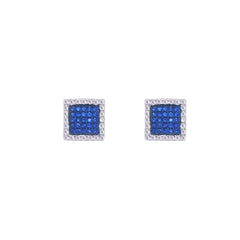 Asfour Crystal Jewelry Set With Blue Square Design In 925 Sterling Silver-SD0122-B