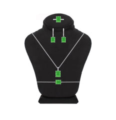 Asfour Crystal Jewelry Set With Emerald Zirocn Stones In 925 Sterling Silver-SD0131-G-8