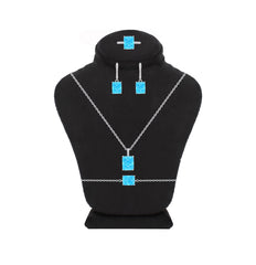 Asfour Creations Jewelry Set With Aquamarine Emerald Design In 925 Sterling Silver – SD0131-M-7