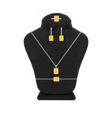 Asfour Crystal Jewelry Set With Yellow Emerald Design In 925 Sterling Silver-SD0131-Y-7