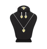 Asfour Crystal Jewelry Set With Yellow Heart Design In 925 Sterling Silver-SD0132-Y-7