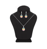 Asfour Crystal Jewelry Set With Multi Color Pear Design In 925 Sterling Silver-SD0133-A-K