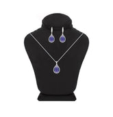 Asfour Crystal Jewelry Set With Tenzanite Pear Design In 925 Sterling Silver-SD0133-A-N