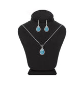 Asfour Crystal Jewelry Set With Light Blue Pear Design In 925 Sterling Silver-SD0133-LZ