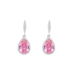 Asfour Crystal Jewelry Set With Rose Pear Design In 925 Sterling Silver-SD0134-O