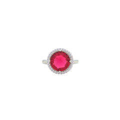 Asfour Crystal Jewelry Set With Dark Rose Round Design In 925 Sterling Silver-SD0136-O5-7