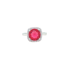 Asfour Crystal Jewelry Set With Dark Rose Square Design In 925 Sterling Silver-SD0142-O5-7