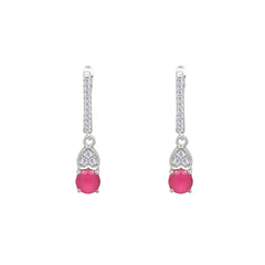 Asfour Crystal Jewelry Set With Dark Rose Heart & Round In 925 Sterling Silver-SD0144-O5-A-7