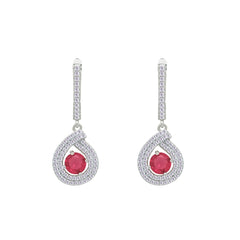 Asfour Crystal Jewelry Set With Dark Rose Art Deco Design In 925 Sterling Silver-SD0145-O5-8