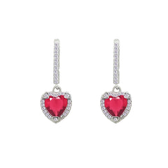 Asfour Crystal Jewelry Set With Dark Rose Heart Design In 925 Sterling Silver-SD0146-O5-7