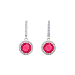 Asfour Crystal Jewelry Set With Dark Rose Round Design In 925 Sterling Silver-SD0148-O5-7
