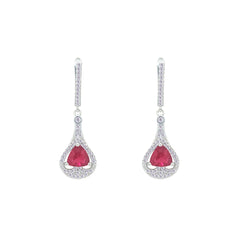 Asfour Crystal Jewelry Set With Dark Rose Tear Drop Design In 925 Sterling Silver-SD0149-O5-8