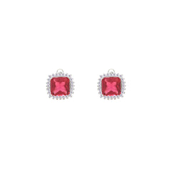 Asfour Crystal Jewelry Set With Dark Rose Square Design In 925 Sterling Silver-SD0150-O5-7