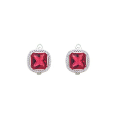 Asfour Crystal Jewelry Set With Dark Rose Square Design In 925 Sterling Silver-SD0152-O5-8