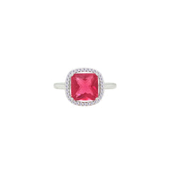 Asfour Crystal Jewelry Set With Dark Rose Square Design In 925 Sterling Silver-SD0152-O5-8