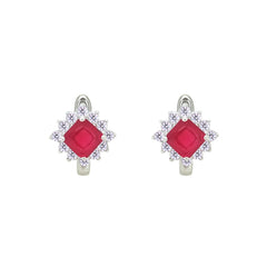 Asfour Crystal Jewelry Set With Dark Rose Square Design In 925 Sterling Silver-SD0154-O5-A-9