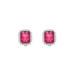Asfour Crystal Jewelry Set With Dark Rose Emerald Design In 925 Sterling Silver-SD0155-O5-7
