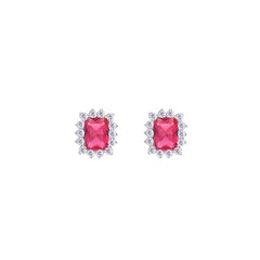Asfour Crystal Jewelry Set With Dark Rose Emerald Design In 925 Sterling Silver-SD0156-A-O5-8