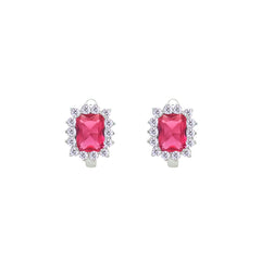 Asfour Crystal Jewelry Set With Dark Rose Emerald Design In 925 Sterling Silver-SD0156-O5-7