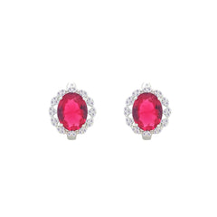 Asfour Crystal Jewelry Set With Ruby Oval Design In 925 Sterling Silver-SD0157-R-7
