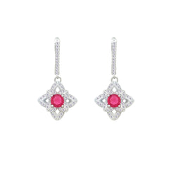 Asfour Crystal Jewelry Set With Dark Rose Flower Design In 925 Sterling Silver-SD0158-O5-8