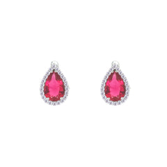 Asfour Crystal Jewelry Set With Dark Rose Pear Design In 925 Sterling Silver-SD0165-O5-8