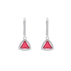 Asfour Crystal Jewelry Set With Dark Rose Pyramid Design In 925 Sterling Silver-SD0167-O5-8