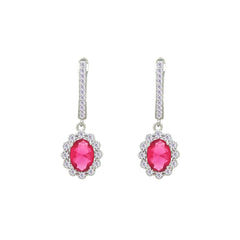 Asfour Crystal Jewelry Set With Dark Rose Oval Design In 925 Sterling Silver-SD0169-O5-8