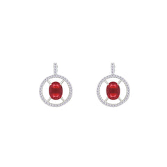 Asfour Crystal Jewelry Set With Dark Rose Round Design In 925 Sterling Silver-SD0170-A-R-7