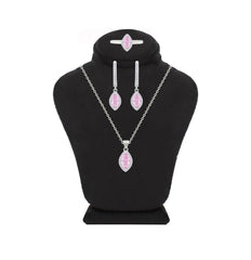 Asfour Crystal Jewelry Set With Rose Marquise Design In 925 Sterling Silver-SD0174-O-9