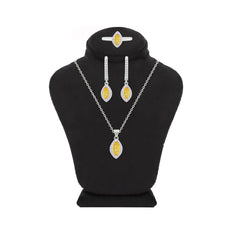 Asfour Crystal Jewelry Set With Yellow Marquise Design In 925 Sterling Silver-SD0174-Y-9