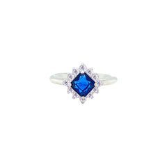 Asfour Crystal Jewelry Set With Blue Square Design In 925 Sterling Silver-SD0178-B-9