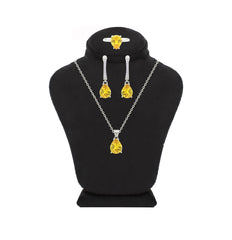 Asfour Crystal Jewelry Set With Yellow Pear Design In 925 Sterling Silver-SD0182-Y-8