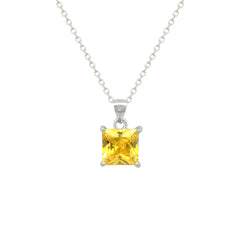 Asfour Crystal Jewelry Set With Yellow Square Design In 925 Sterling Silver-SD0184-Y-7