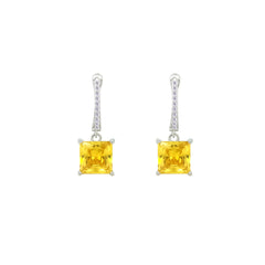 Asfour Crystal Jewelry Set With Yellow Square Design In 925 Sterling Silver-SD0184-Y-7