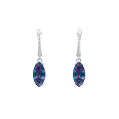 Asfour Crystal Jewelry Set With Multi Color Marquise Design In 925 Sterling Silver-SD0185-AB-7